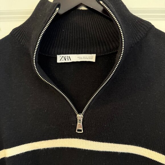 Zara ZIP STRIPED SWEATER SIZE XL - Picture 2 of 4